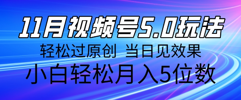 11月最新视频号5.0玩法，轻松过原创，当日见效果，小白轻松月入5位数-轻资本网