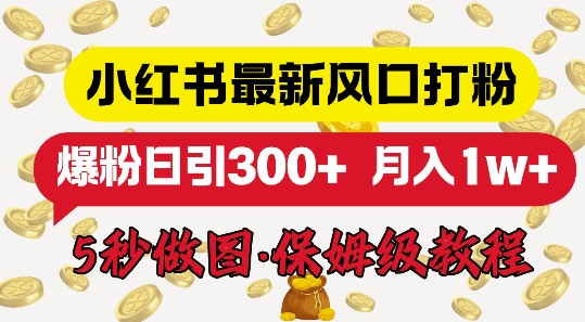 小红书最新图文打粉，5秒做图教程，爆粉日引300+-轻资本网