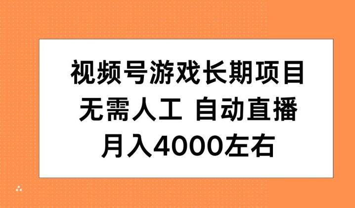 视频号游戏长期项目，无需人工，自动直播，月入4000左右-轻资本网
