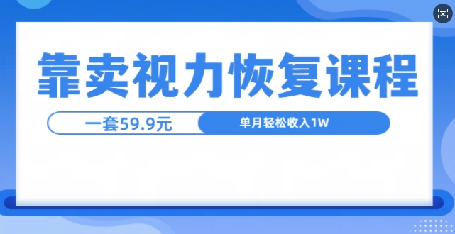 靠卖视力恢复教程一单59.9，单月变现1W，小白可复制-轻资本网