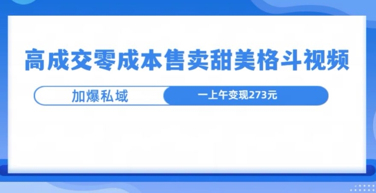 高成交零成本，售卖甜妹格斗视频，可以实现日入过k-轻资本网