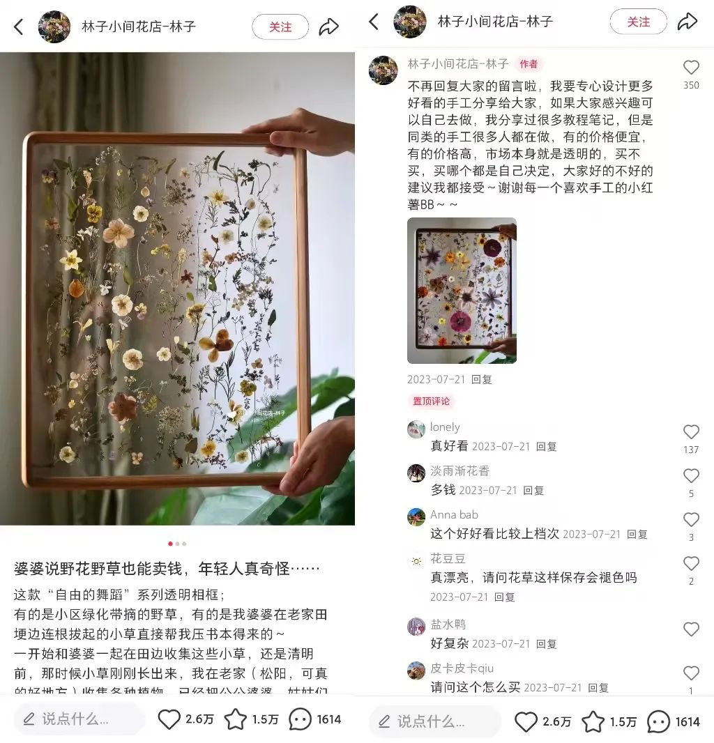 对话林子 | 靠干花干草就能月入5w+?小红书这家手作店铺是怎么做到的?