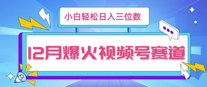 12月视频号爆火赛道，小白无脑操作，也可以轻松日入三位数-轻资本网