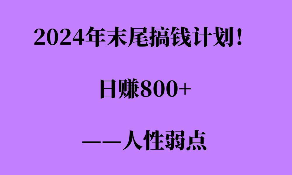 2024年末尾搞钱计划，男粉项目，人性弱点，日入多张-轻资本网