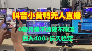 DY小黄鸭无人直播,0粉开播不违规不限流 日入4张,长久稳定