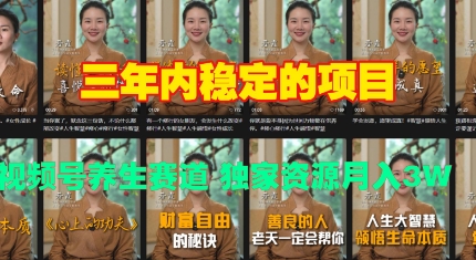 三年内稳定的项目 视频号养生赛道 独家资源月入过W-轻资本网