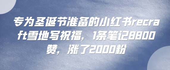 专为圣诞节准备的小红书recraft雪地写祝福，1条笔记8800赞，涨了2000粉-轻资本网
