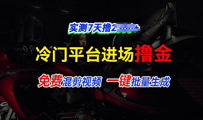 全新冷门平台视频，快速免费进场搞米，通过混剪视频一键批量生成，实测7天撸上千-轻资本网