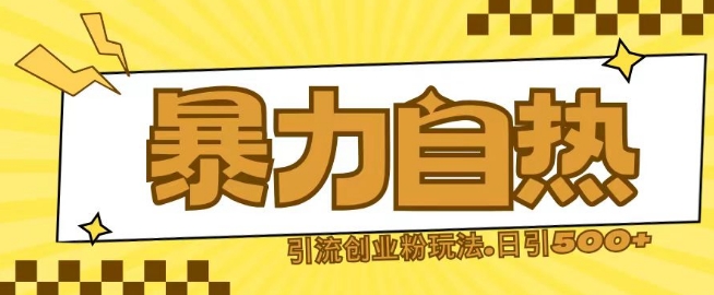 最新暴力自热引流玩法日引500+创业粉-轻资本网