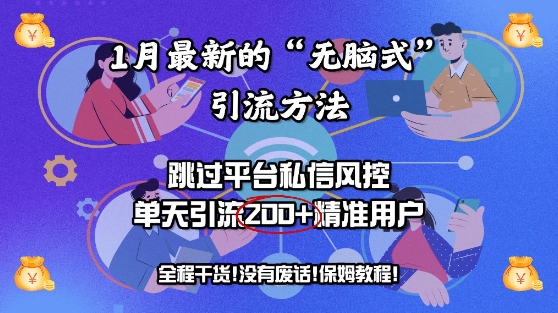 1月最新的“无脑式”引流方法，跳过平台私信风控，单天引流200+精准用户-轻资本网