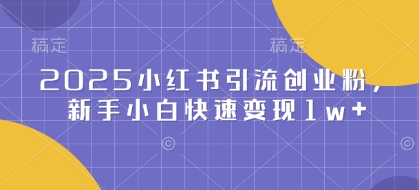 2025小红书引流创业粉，新手小白快速变现1w+-轻资本网