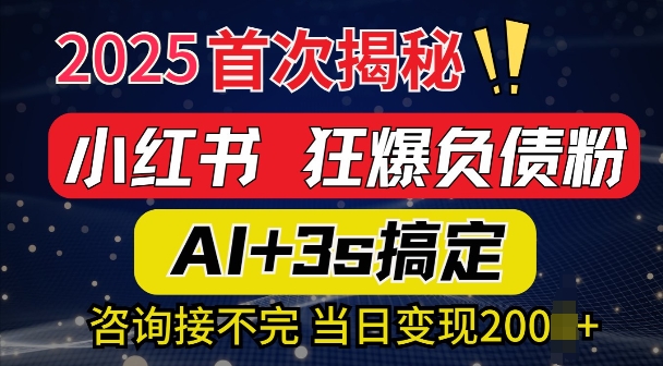 2025引流天花板：最新小红书狂暴负债粉思路，咨询接不断，当日入多张-轻资本网