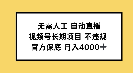 无需人工自动直播，视频号长期项目不违规，官方保底月入4000左右-轻资本网
