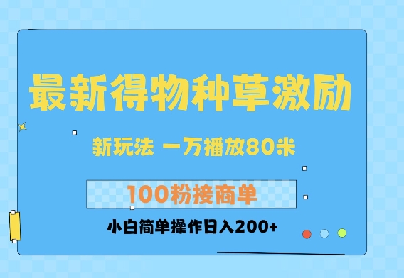 最新得物创作者收益玩法，一万播放100+，后续接广告变现，小白简单操作日入200+-轻资本网