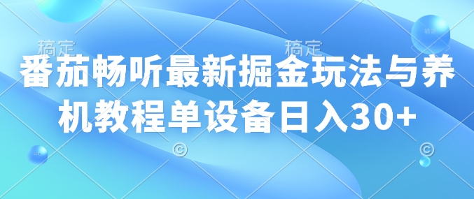 番茄畅听最新掘金玩法与养机教程单设备日入30+-轻资本网