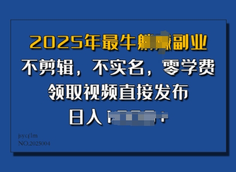 ​2025年最牛副业，不剪辑，不实名，零学费，零粉可做，领取视频直接发布，有播放就有收益-轻资本网