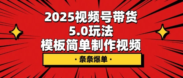 2025视频号带货5.0玩法，模板简单制作视频，条条爆单-轻资本网
