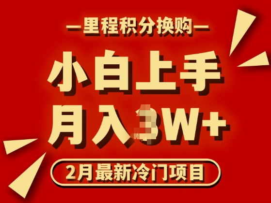 2月最新冷门项目，里程积分兑换机票项目，月入过W-轻资本网