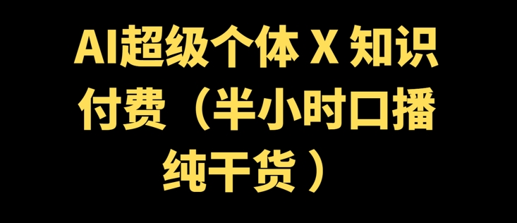 AI超级个体 + 知识付费(半小时口播纯干货 )-轻资本网