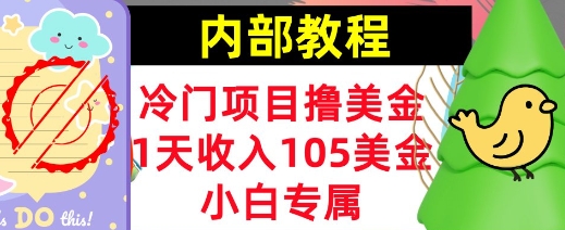 冷门项目撸美金，小白专属，1天收入105美刀，0门槛，内部教程-轻资本网