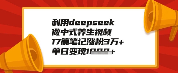 利用deepseek做养生赛道，手把手教你制作，单日变现多张-轻资本网