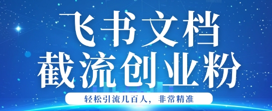 利用飞书文档截流创业粉轻松引流200+-轻资本网