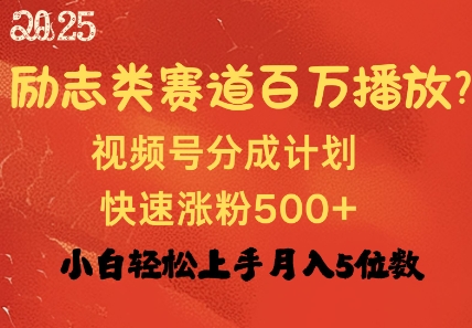 励志类赛道也能百万播放，快速涨粉500+视频号变现月入过W-轻资本网