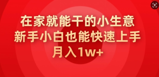 在家就能干的小生意，新手小白也能快速上手，月入1w-轻资本网