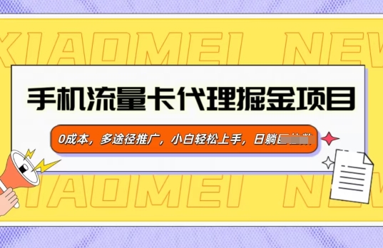 手机流量卡代理掘金项目，0成本，多途径推广，小白轻松上手-轻资本网