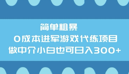 简单粗暴0成本进军游戏代练项目，做中介小白也可日入3张-轻资本网