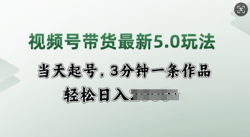 视频号带货最新5.0玩法，当天起号，3分钟一条作品，轻松日入多张-轻资本网