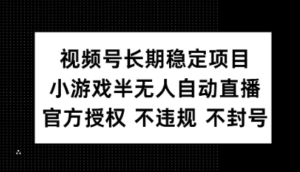 视频号长期稳定项目，小游戏半无人自动直播，官方授权 不违规 不封号-轻资本网