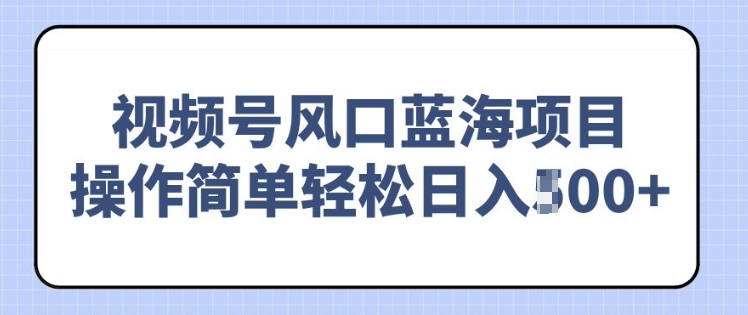 视频号风口蓝海项目，中老年人的流量密码，操作简单轻松日入多张-轻资本网