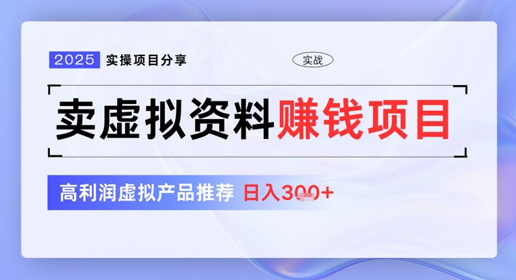2025实操项目分享，卖虚拟资料挣钱项目，高利润虚拟产品推荐，日入3张-轻资本网