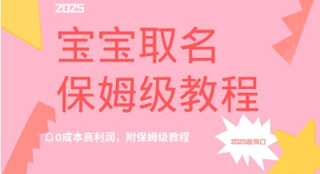 2025新风口项目宝宝取名，0成本高利润，附保姆级教程-轻资本网