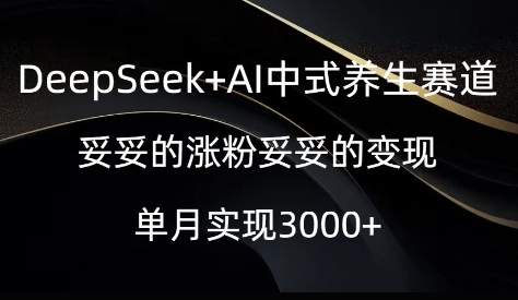 DeepSeek+AI中式养生赛道，妥妥的涨粉妥妥的变现-轻资本网
