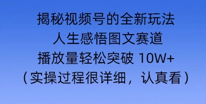 Deepseek和即梦结合，做一个【人生图文感悟】的视频号-轻资本网
