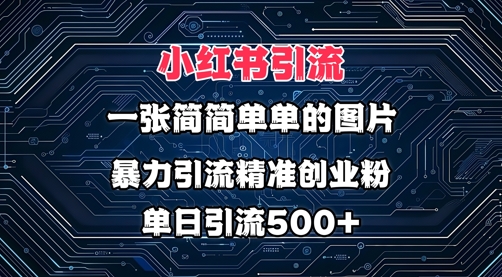 小红书图片打法，利用一张简简单单的图片，暴力引流精准创业粉，单日引流500+-轻资本网