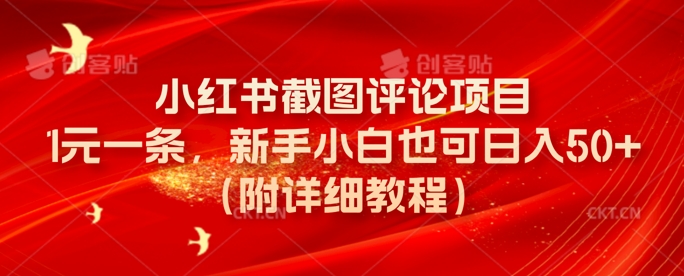 小红书截图评论项目，1元一条，新手小白也可日入50+(附详细教程)-轻资本网