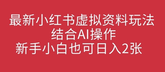 最新小红书虚拟资料玩法结合AI操作，新手小白也可日入2张-轻资本网