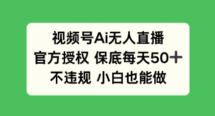 视频号AI无人直播，官方授权 保底每天50+，不违规 小白也能做-轻资本网