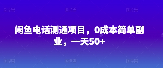 闲鱼电话测通项目，0成本简单副业，一天50+-轻资本网