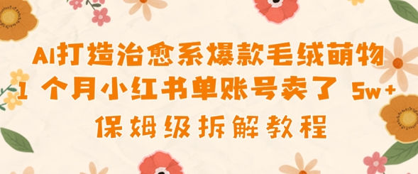 AI打造治愈系爆款毛绒萌物1个月卖了几w，保姆级项目拆解-轻资本网