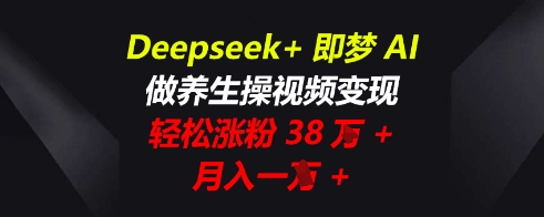 Deepseek+即梦AI，做养生操视频变现，轻松涨粉38W+，月入一W+-轻资本网