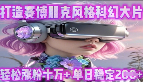 利用生图工具打造赛博朋克风格科幻大片，轻松涨粉十万+，单日稳定2张+-轻资本网