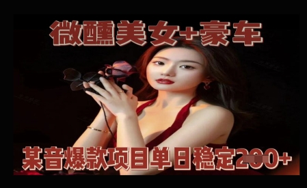 微醺美女+豪车，抖音爆款项目单日稳定2张+-轻资本网