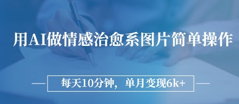 用AI做情感治愈系图片，简单操作，每天10分钟，单月变现6k+-轻资本网