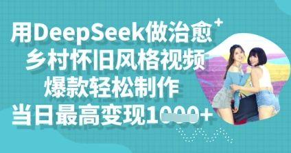 用DeepSeek做治愈乡村怀旧风格视频，爆款轻松制作，当日最高变现多张-轻资本网