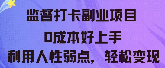 监督打卡副业新玩法，0成本好上手，利用人性的弱点轻松变现-轻资本网