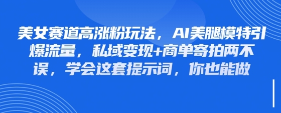 美女赛道高涨粉玩法，AI美腿模特引爆流量，私域变现+商单寄拍两不误，学会这套提示词，你也能做-轻资本网